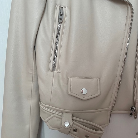 Zara Cream leather jacket - Picture 2 of 7